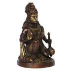 ARTVARKO Brass Hanuman Statue Idol Bajrangbali Bhagwan Sankat Mochan Sitting Murti for Home Office Entrance Décor Temple Mandir Puja 9.5 Inch