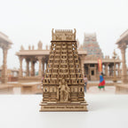 QUEENS CANVAS Wooden Meenakshi Amman Temple Madurai 3D Model, Decorative Showpiece, 18x10x30 cm