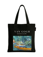 Peach Blossom Women's Printed Cotton Zipper Tote Bags (BLK - RIVER BOAT)