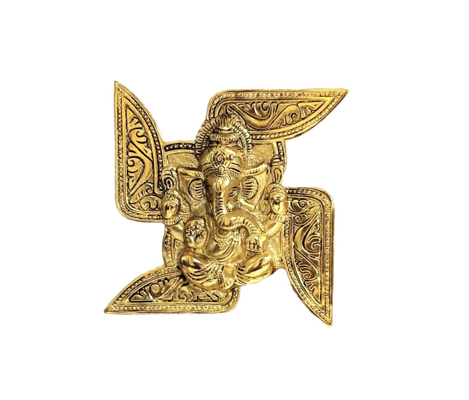 KridayKraft Ganesha Metal Statue,Ganpati Wall Hanging Sculpture,Metal Swastik Ganesha Murti Lucky for Home & Office,Religious Showpiec Gift idol on Diwali,Birthday,Wall Decorative Feng Shui Article...