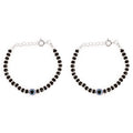 Osasbazaar Sterling Silver Nazariya Kadli Bracelet with Evil Eye for Boys Girls Children Baby (Black) - 90%-92.5% Pure BIS Hallmarked