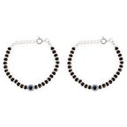 Osasbazaar Sterling Silver Nazariya Kadli Bracelet with Evil Eye for Boys Girls Children Baby (Black) - 90%-92.5% Pure BIS Hallmarked