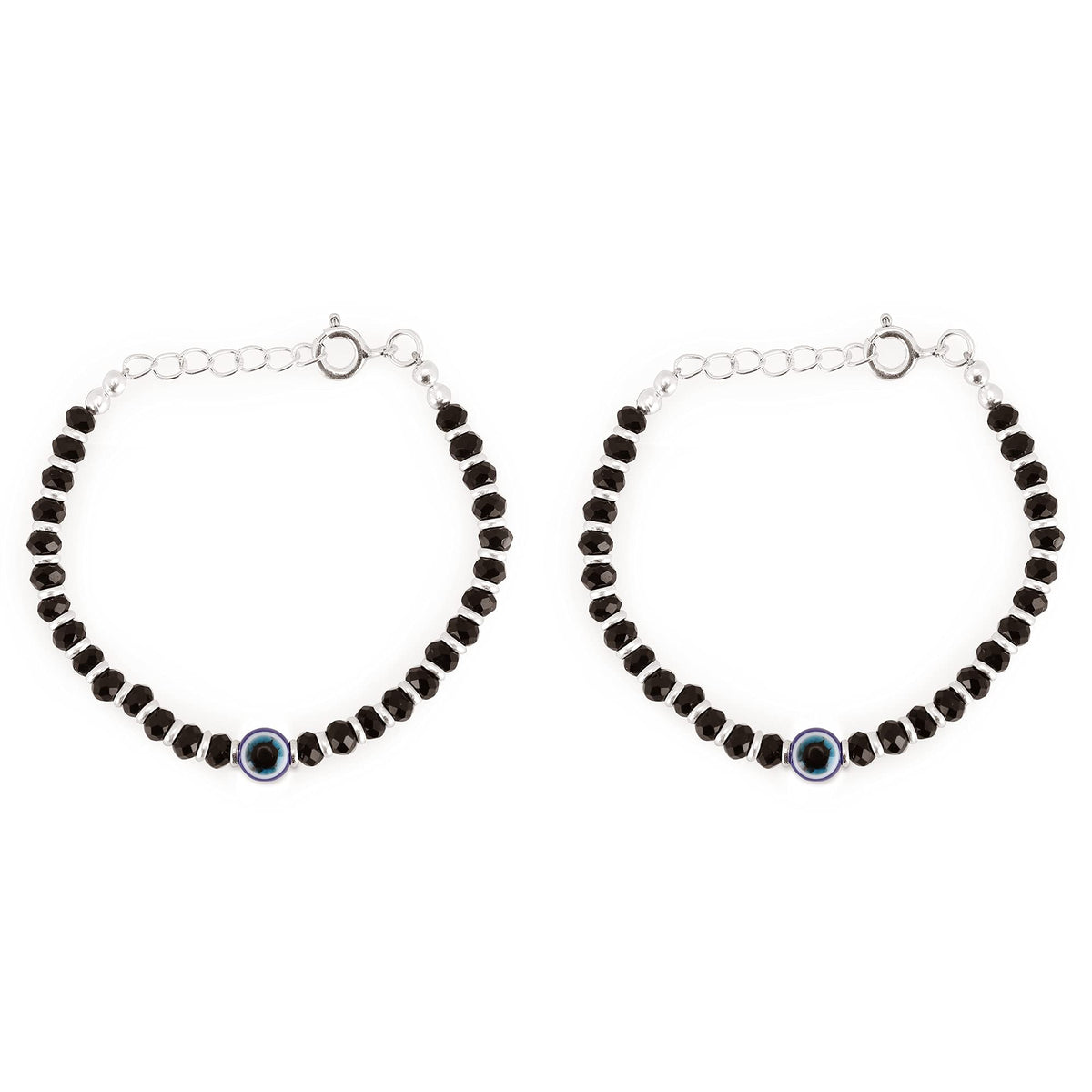 Osasbazaar Sterling Silver Nazariya Kadli Bracelet with Evil Eye for Boys Girls Children Baby (Black) - 90%-92.5% Pure BIS Hallmarked
