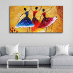 VIBECRAFTS Canvas Paintings for Living Room Drawing Room African Warli Canvas Wall Painting Fitted With Wooden Frame for Home | Office | Gift (PTVCH_2440)