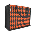 JUTEKA Orange diamond printed Jute Bag for Lunch, Office, Grocery, Picnic, Tiffin, Shopping Hand Bag with padded cotton handles