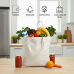 Eco-Friendly Natural Cotton Tote Bag for Women, Lightweight & Reusable for Shopping, Gifts & Daily Use (3, Natural, Medium)
