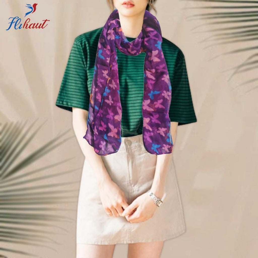 FLIHAUT Women Chiffon Georgette Printed Scarf Scarves Stole (50x172 Cms) Combo Pack of 5 (Multicolor)