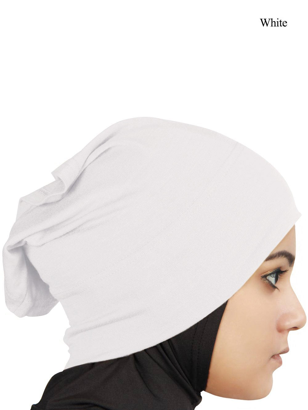 MyBatua Women's 2-Piece Al-Amira Hijab With Under Scarf/Cap/Bonnet In Soft Viscose Jersey, Ready To Wear HJ-129 (White) For Female