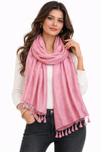 ZEN APPAREL Soft Viscose Fabric Jacquard Scarf, Stole, Shawl (Light Pink)