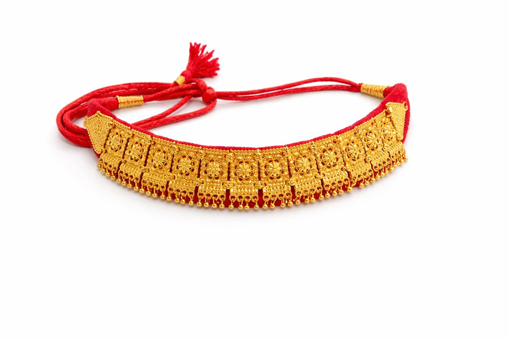Traditional Galoband Necklace |Red Velvet Choker Necklace | Handmade Uttarakhand Ethnic Jewelry for Women