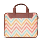 ZOUK WavBeach Wave Printed Women's Jute Handcrafted Vegan Leather Multicolor L Zipper Laptop Sleeve 15.6 inch
