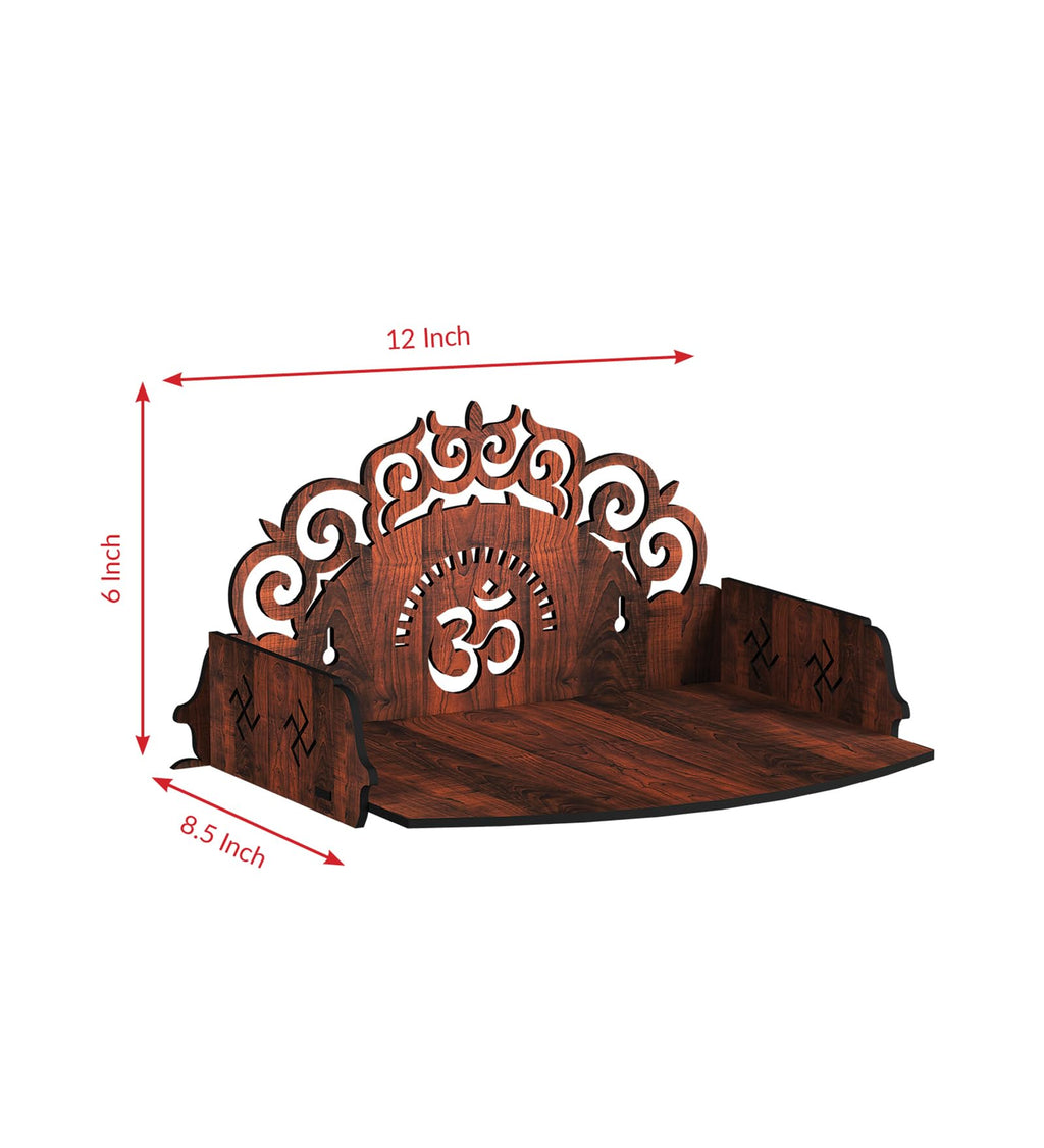 RANDOM Wall Mounted Mandir/Temple, Wooden Pooja Stand for Home, Wall Hanging Temple for Home, Office (12 x 8.5 x 6)