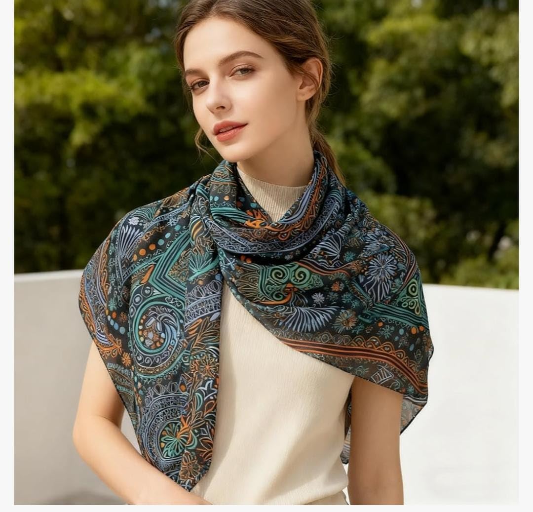 SWANKY Silk Stoles For Women Stylish Latest, Scarf for ladies & Girls, Head Neck Scarves, duppatta for girls (Multi 3)