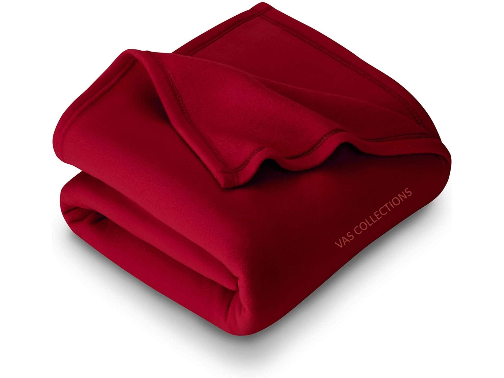 VAS COLLECTION 300 TC All Season Solid/Plain Lightweight Polar Fleece Single Bed Blanket (152 x 230 cm, Maroon & Red) Kafalo