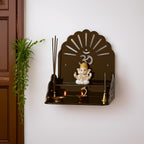 Fliptic Acrylic Wooden Temple with Om Symbol DIY || Wall-Mounted Pooja Mandir, Shining Finish for Home, Office, Shop || Wall Mounted Medium Size || Colourful || Do It Yourself (Dark Bronze)