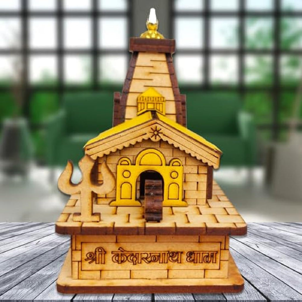 Decorative Wooden Shri Kedarnath Temple || Hand Crafted Wooden Temple || Wooden Miniature Mandir Sawaan Shivratri (Small Multicolour)