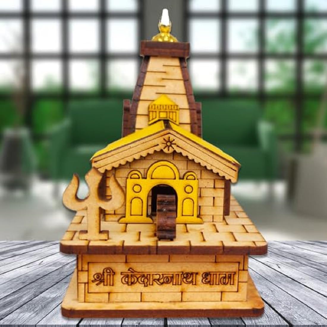 Decorative Wooden Shri Kedarnath Temple || Hand Crafted Wooden Temple || Wooden Miniature Mandir Sawaan Shivratri (Small Multicolour)