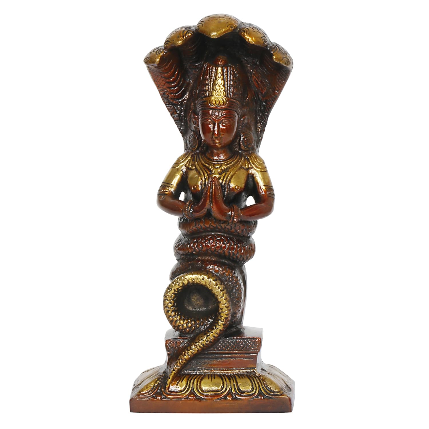 ARTVARKO Brass Snake Nag Kanya Statue Fertility Goddess Mansa Devi Sitting Nag Kanya Idol Patanjali Figurine Puja Home Décor Gift 8 Inch