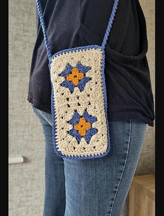 M.M.HANDICRAFT Modern Crochet Cotton Handmade bag, Cotton Shoulder bag Reusable Bag Crochet Purse Market Bag phone mobile bag