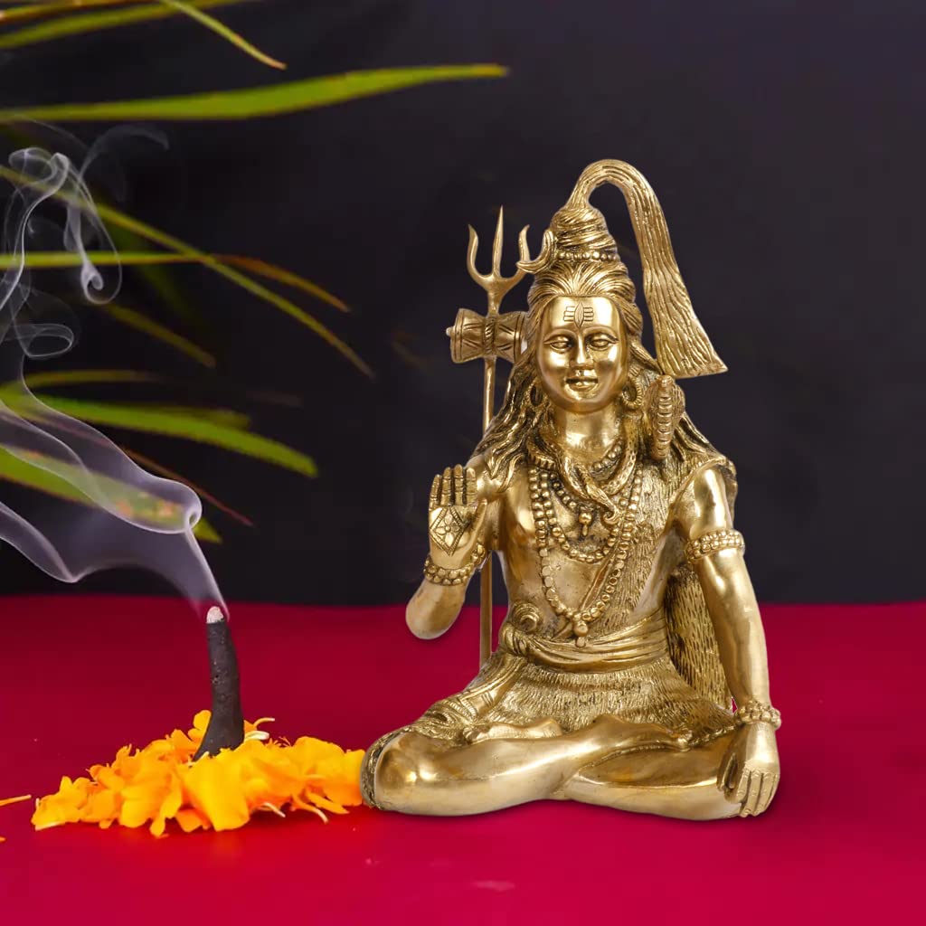 ARTVARKO Brass Lord Shiva Shankar Shiv Statue Bhole Nath Bhagwan Big Murti Office Home Decor Showpiece Statue Size 12 Inches