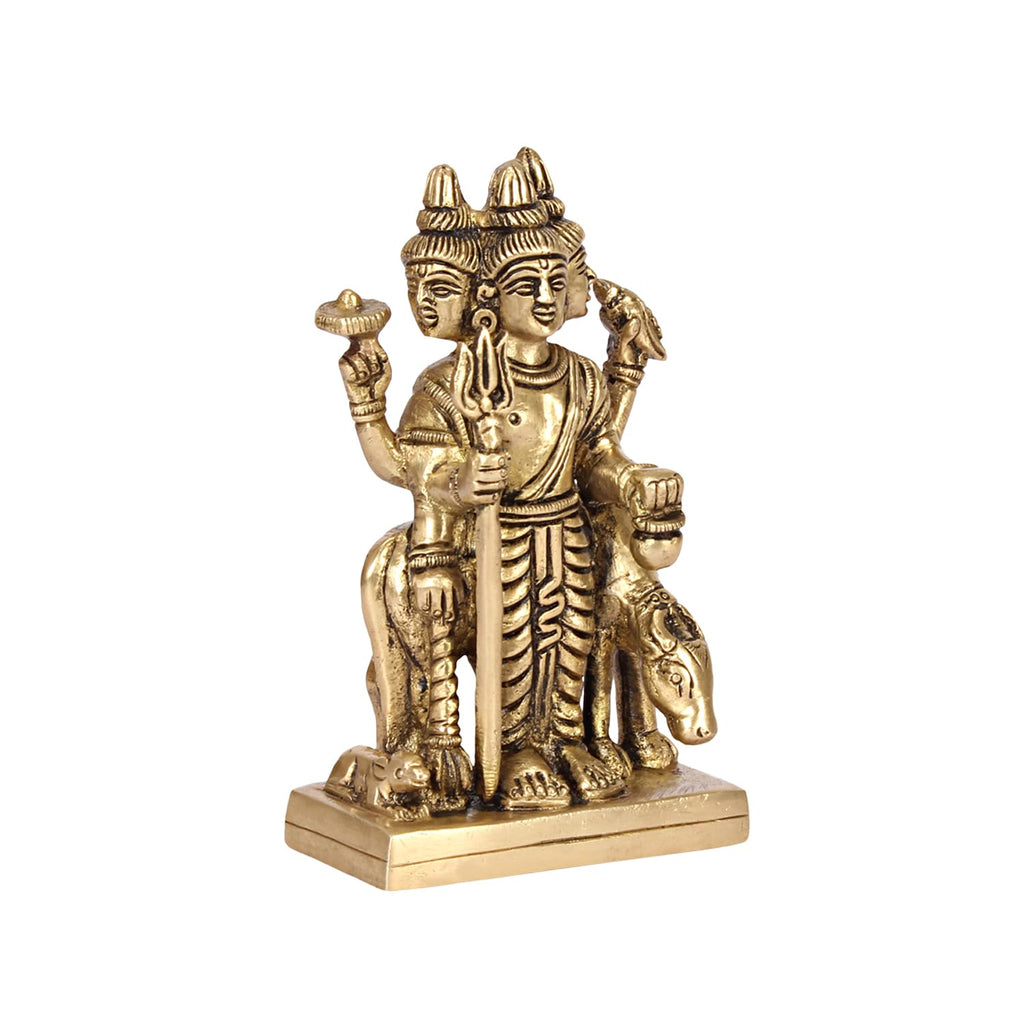 ARTVARKO Brass Idol Trimurti Brahma Vishnu Mahesh Idol Dattatreya Tridev God Datta Statue Pital Puja Murti 4.5 Inch