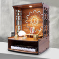 FOXIT FOXITBappa Beautiful Wooden Wooden Pooja Mandir for Home or Puja Temple Stand for Office and Shops with Led spot Light for Table top only