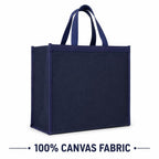 Large Canvas Grocery Shopping Bag, Heavy Duty Reusable Tote, 16x18x8 Inch, 15+ Kg Capacity, Water Resistant, Multipurpose Storage for Vegetables and Fruits Blue