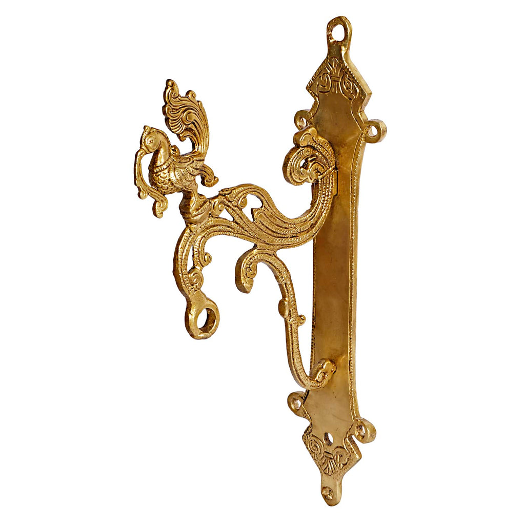Artvarko Brass Designer Peacock Hook Holder for Wall Hanging Diya Bells Lantern Hanger Planter Lanterns Wind Chimes Baskets Ornaments 12 Inch
