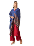 Pashmoda Women Gulpari Kaani Stole, Authentic Kashmiri Luxury Pashmina Style Shawl, Stole, (Size 28x80 Inches, Navyblue Color) MAVST06