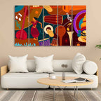 VIBECRAFTS Dance & Music Instruments Canvas Wall Painting Set of Five For Home|Office|Living Room|Gift (PTVC5Pcs4_8626)