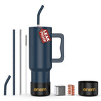 enem Tumbler, Blue Blood, Tumbler with Metal Straw, Sipper, with Lid Leak Proof, 1 Metal Ice Cube, 1 Copper Spring (Tamba), Base Protector, Mug Travel, 1.2L