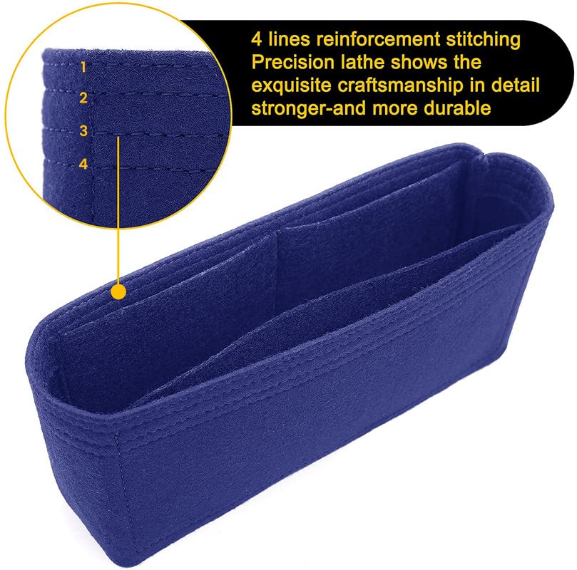 SYUTAM Women Felt Fabric Purse Organizer Inserts for Ladies Shoulder Handbag, Tote, Hobo Bag & Purse Divider, Multiple Storage Compartment (Blue) (11x2.2x6) (Size - Medium MG)