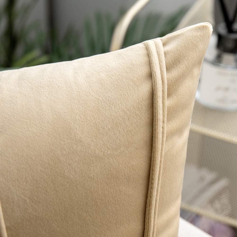 Khooti Velvet Striped Cushion Cover Pack of 1-38 x 38 / 97 x 97 cm | Wheat | Soft Pillow Covers Cushion Case for Sofa Bedroom Livingroom Chair Car, Cushion Cover with Zig Zag Pattern