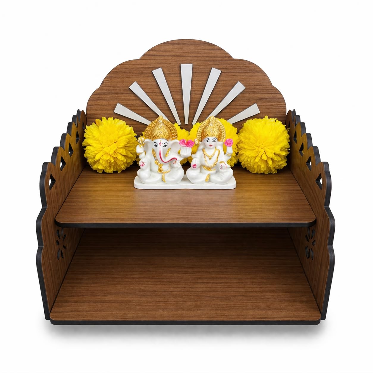 Bindian Wooden Pooja Mandir for Home Wall Mounted | Wooden Table Top God Temple | Pooja Stand for Home | Puja Mandir | Puja Unit for House | Temple for Office (Temple 4)
