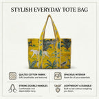 Raj Handicrafts Cotton Printed Tote Bag,Hand Bag Multicolor Quilted Hand Block Floral Printed Women's Carry Bag Shoulder Shopping Tote Bags 18x5.5x16 Inch (Yellow 6)