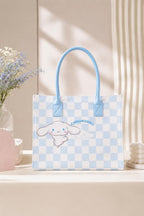 THE CUTE CRAZE New Cartoon Felt Tote Bag – Large Capacity Lightweight Shoulder Bag for Shopping, College & Daily Use (BLUE)