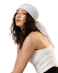 Grey Exim White Black Polka Dot Square Head Scarf for Women | 90 x 90 cm Polyester Fashion Hair Scarf | Neck Scarf | Cotton Look Square Bandana