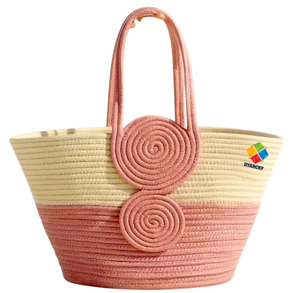 DYARCHY Cotton Rope Woven Tote Bag, Large (MULTI) ZIPPER BAG (COLOR 21)