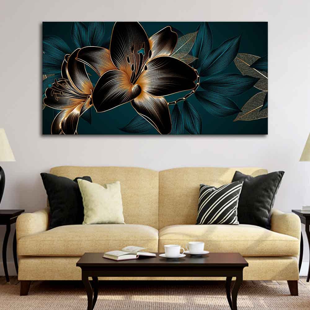 VIBECRAFTS Beautiful Lilies Flowers Canvas Wall Painting Fitted With Wooden Frame For Home | Office | Living Room | Gifts (PTVCH_2502)