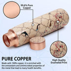MERCAPE® Pure Copper Water Bottle 900 ml with Leak Proof Lid | Joint Less Designer Copper Bottle for Gym, School, Office & Travel | BPA Free Reusable Water Bottle for Daily Use & Gifting