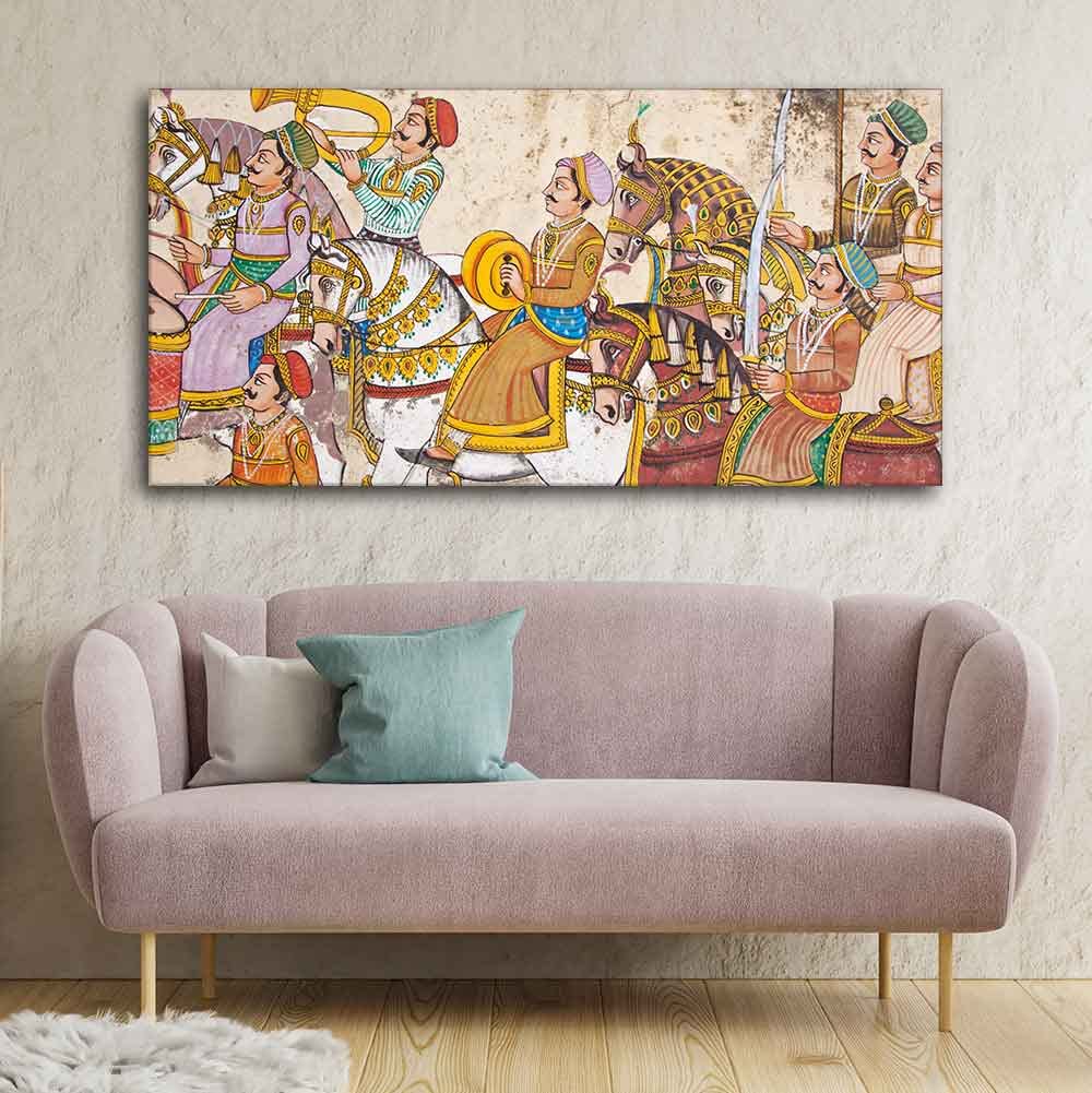 VIBECRAFTS Homcraft Madhubani/Rajasthani Art Premium Canvas Wall Painting With Frame for Living Room Drawing Room Home|Office|Gift (PTVCH_2210)