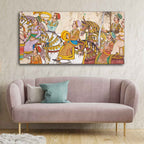 VIBECRAFTS Homcraft Madhubani/Rajasthani Art Premium Canvas Wall Painting With Frame for Living Room Drawing Room Home|Office|Gift (PTVCH_2210)