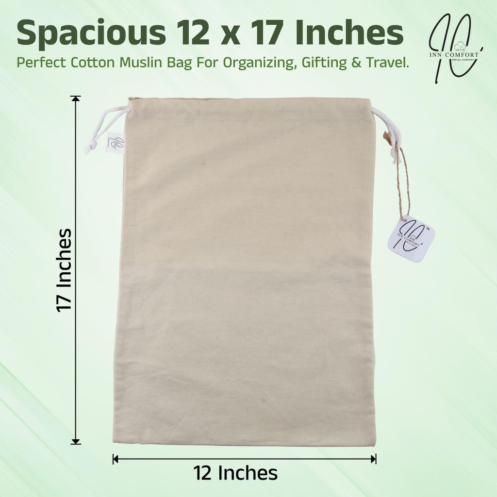 INN COMFORT Cotton Muslin Storage Bag for Shoes, Travel & Accessories
