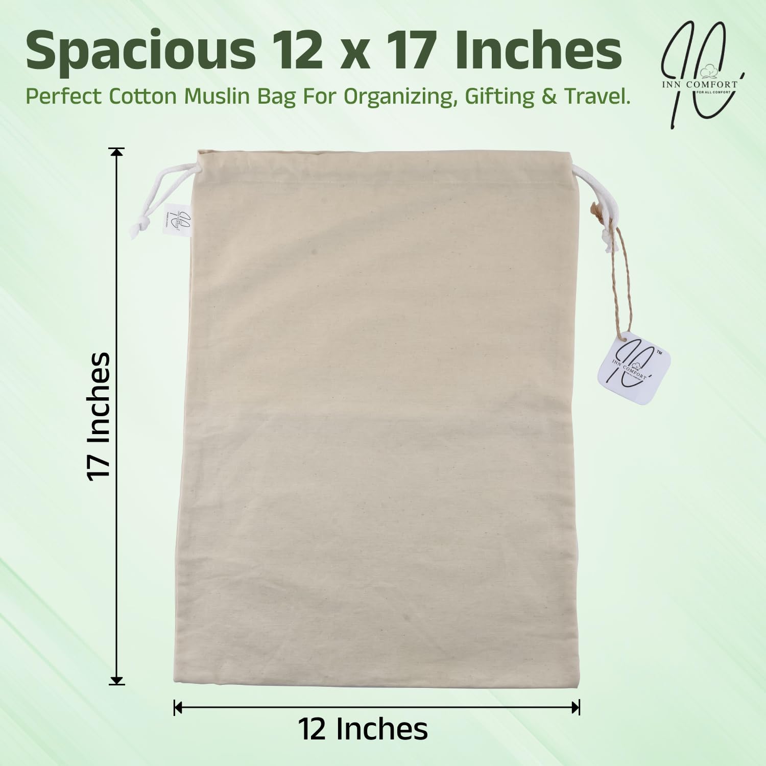 INN COMFORT Cotton Muslin Storage Bag for Shoes, Travel & Accessories