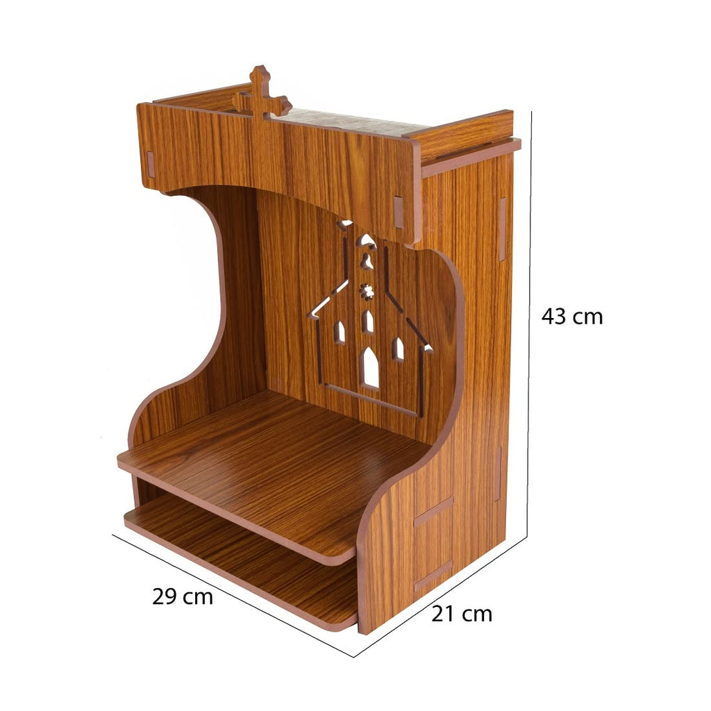 YIXT Premium Wooden Temple with Drawer | Wall Mount & Tabletop Mandir for Home | Compact Pooja Ghar with Storage | White and Black