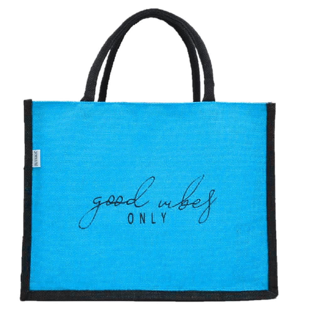JUTEKA quote printed Jute Bag for Lunch, Office, Grocery, Picnic, Tiffin, Shopping Hand Bag with padded cotton handles…