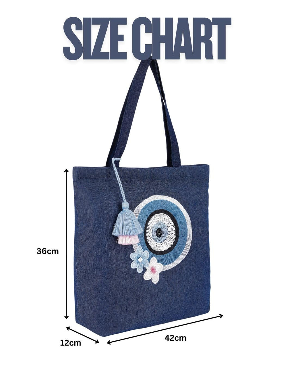 MASQ Premium ToteBag for Women with Zipper | Embroidered Foldable Shoulder Bag with Multiple Pockets | Spacious Handbag for College & Office | Eco-Friendly & Reusable