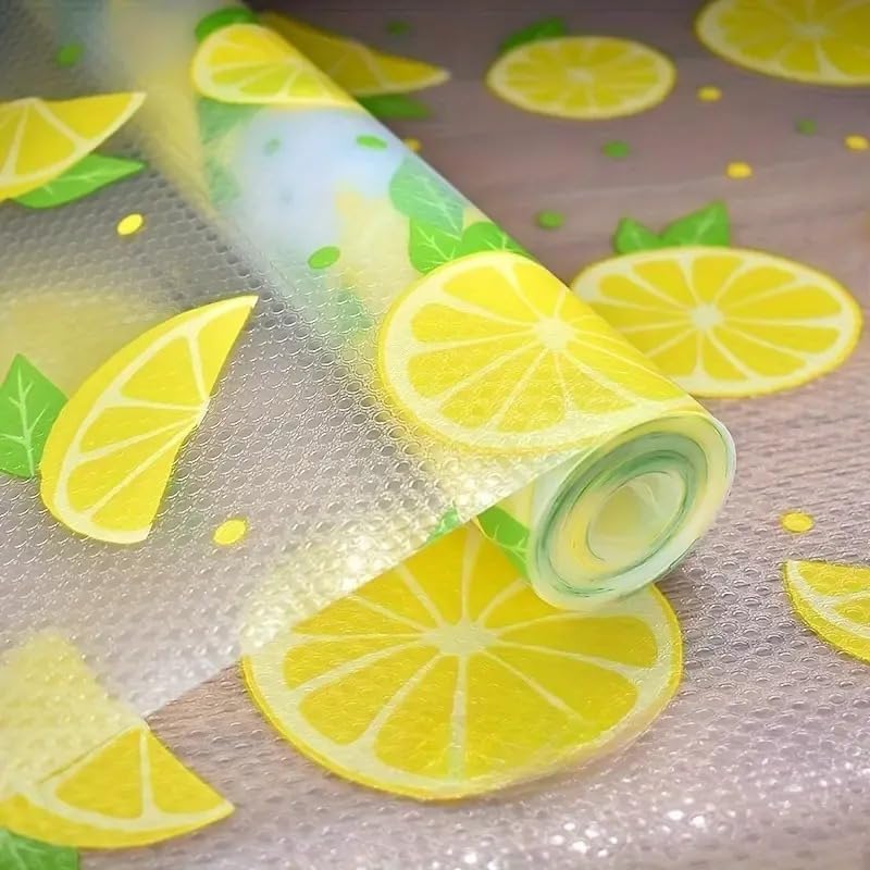 CASABEE EVA Food Grade Washable Anti Slip Mat/Sheet for Fridge, Shelf Liner, Table, Kitchen Drawer mat (3 Meter) (Lemon) Kafalo