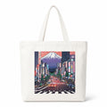 Adorvue Tokyo Japanese Cityscape Art Printed Tote Bag Stylish Eco-Friendly Cotton Handbags, Canvas Bags for College, Shopping, Office, Travel, Grocery Runs, Beach Day and Casual Outings Pack of 2