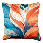 Vendola Decorative Satin Sofa Cushion Covers Set of 5, 18 inch x 18 inch, Sofa Pillow Cover, Beige, Green and Blue, Floral Design, Zipper Closure (Camira, 18X18 Inches)